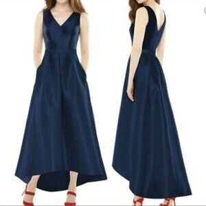 Alfred Sung Midnight NWT Satin High/Low Gown size 6